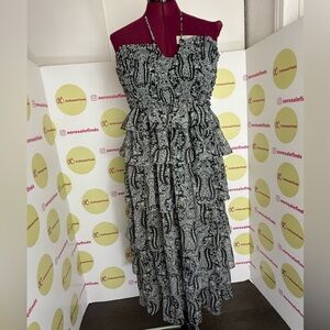 Shop Neighbor Black Smocked Tiered Halter Midi Dress